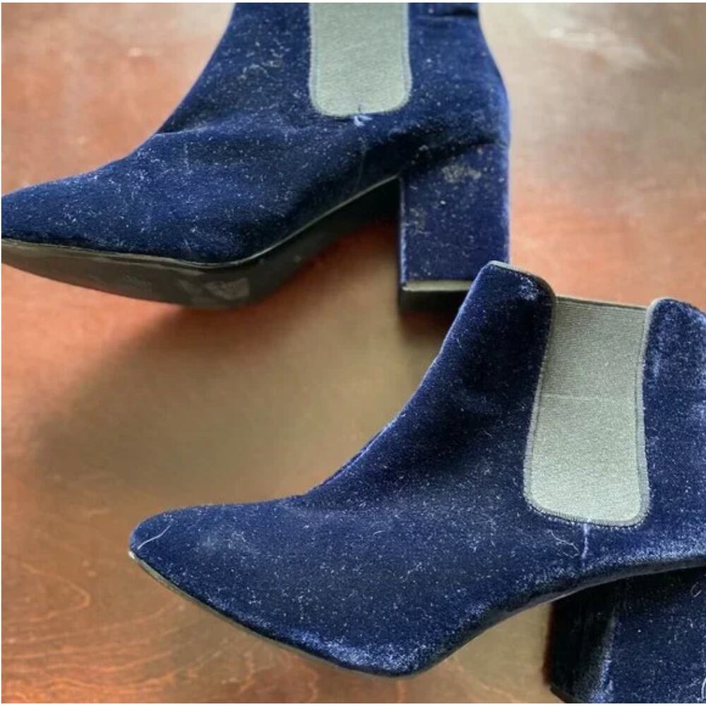 Women's H&M Blue Velvet Boots Booties Slip-on 8